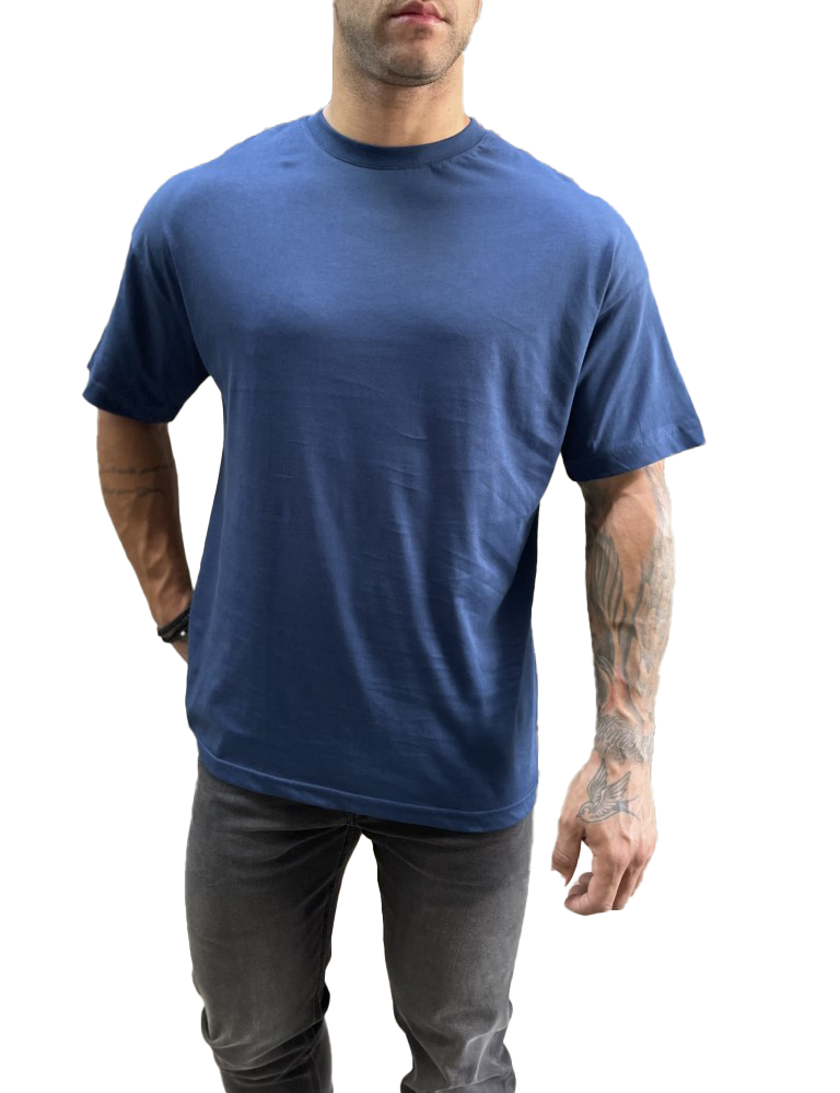 Ανδρική μπλε κοντομάνικη μπλούζα Oversized TST0426B φωτογραφία